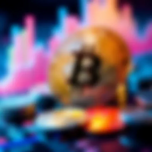 A visual representation of Bitcoin symbolizing trust and belief, with coins and a digital background