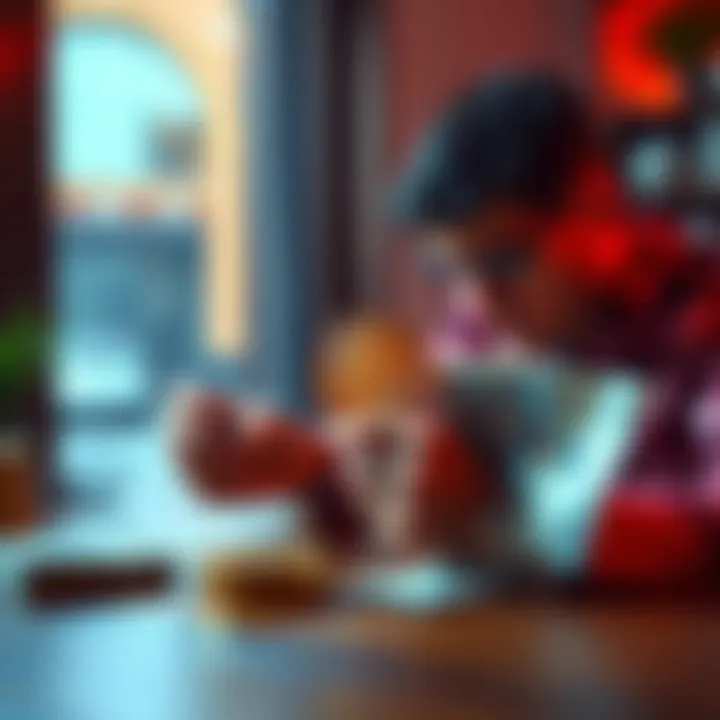 A person comparing Bitcoin and cash on a table, pondering the choice of spending or saving.