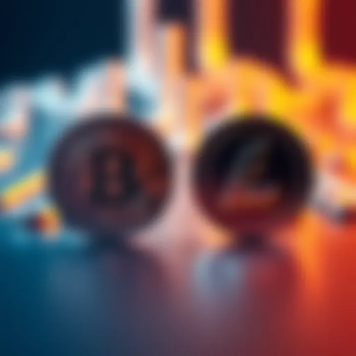 Visual comparison showing Bitcoin and Litecoin logos with symbols representing speed and cost