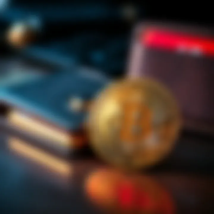 A Bitcoin coin next to a digital wallet illustrating investment options for beginners.