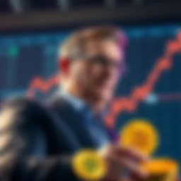 Owen Gunden selling Bitcoin with a graph showing market decline in the background