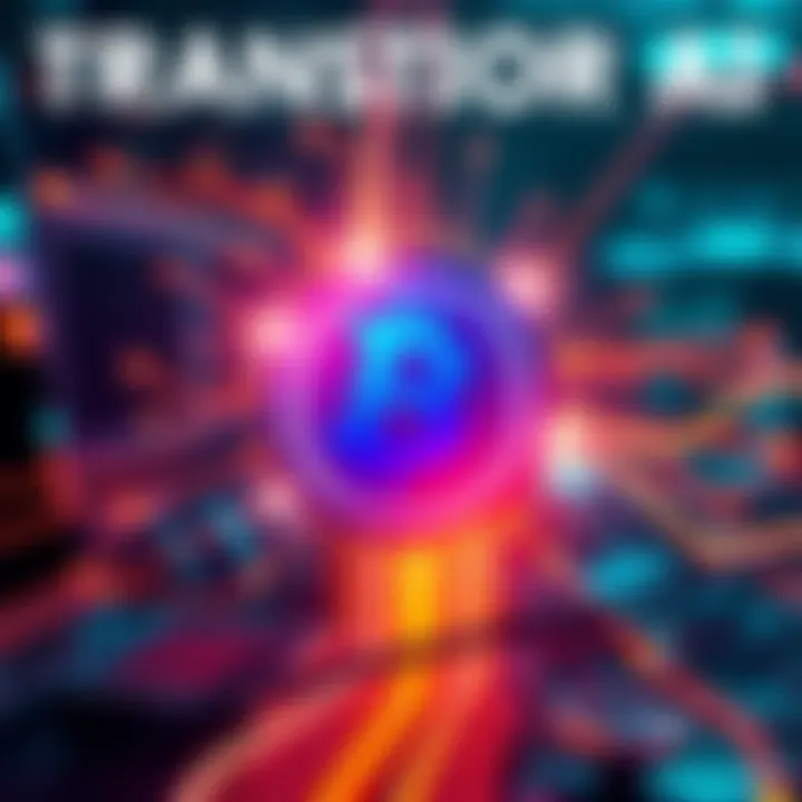 Bitfarm's logo with a visual of artificial intelligence elements, symbolizing its shift from cryptocurrency mining to AI by 2027.