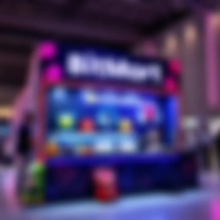 BitMart's booth at TOKEN2049 in Singapore featuring free gifts like plush toys and headphones