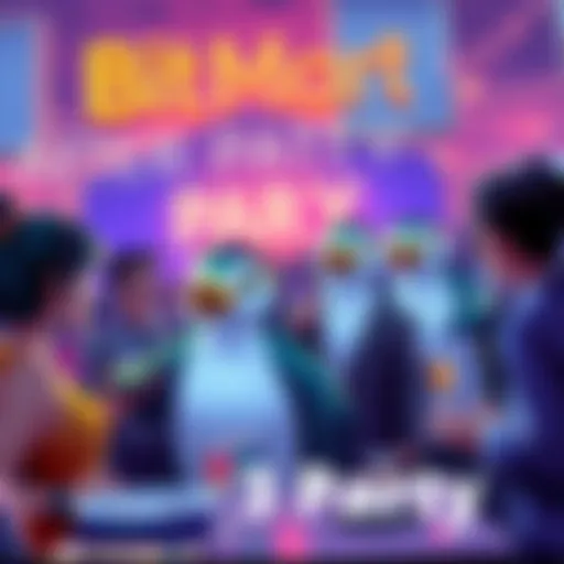 Guests enjoying the BitMart Pengu After Party with Bitto dolls and CEO Neter giving a speech