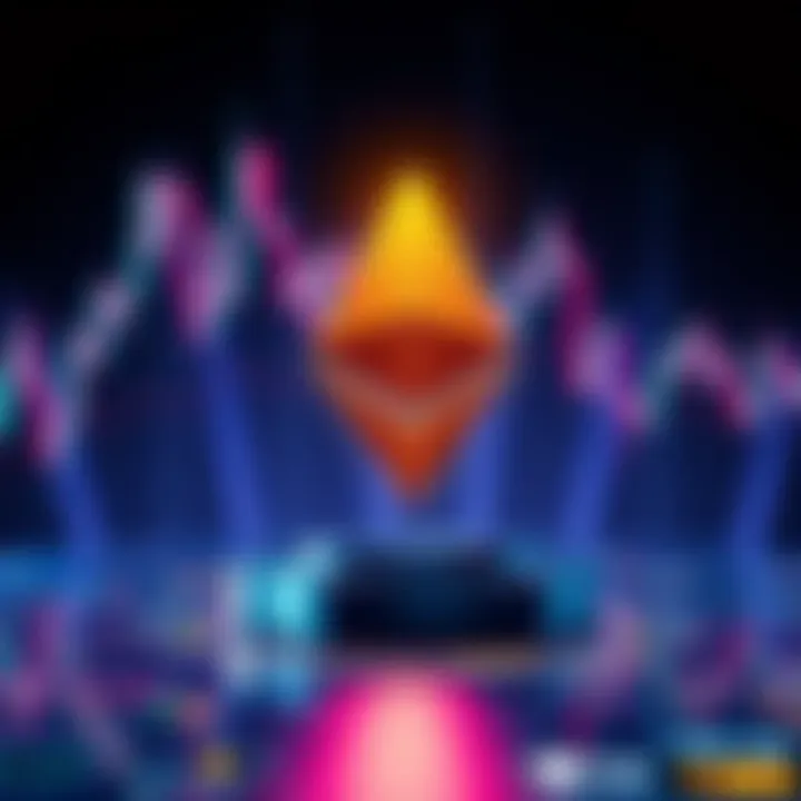 Visual representation of BlackRock's new trust for Ethereum staking ETF with Ethereum logo and financial charts