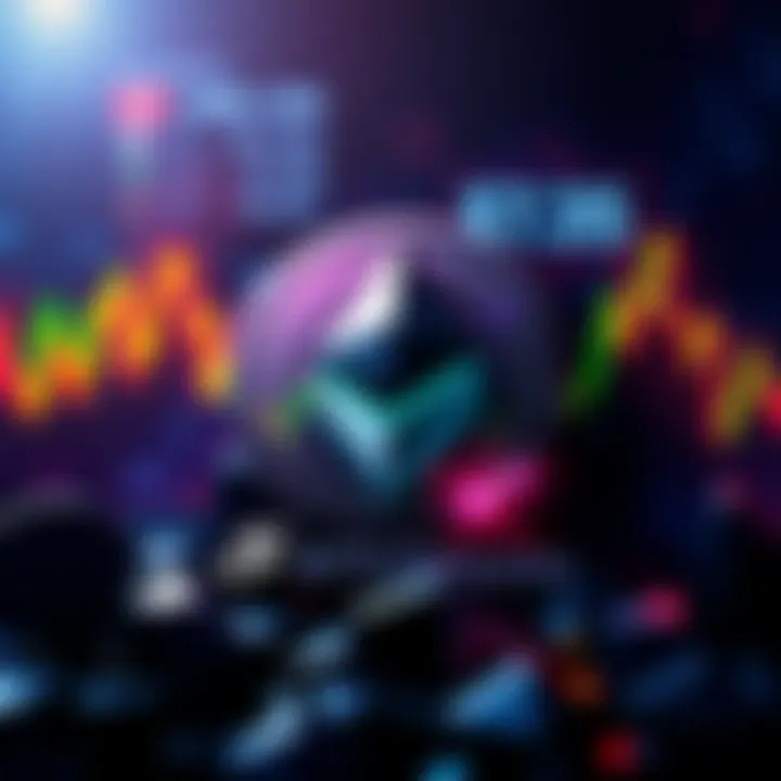 Visual representation of Blackrock's investment in Ethereum, showcasing a digital currency symbol surrounded by financial growth charts, indicating a $5 billion milestone.