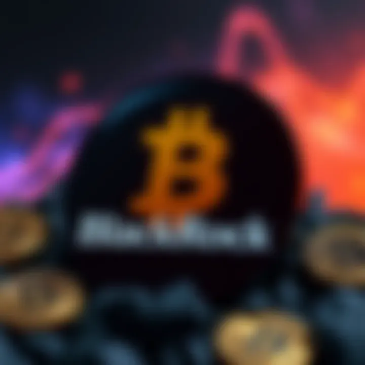 Representation of BlackRock's $IBIT logo with Bitcoin symbols, highlighting institutional investment in cryptocurrencies.