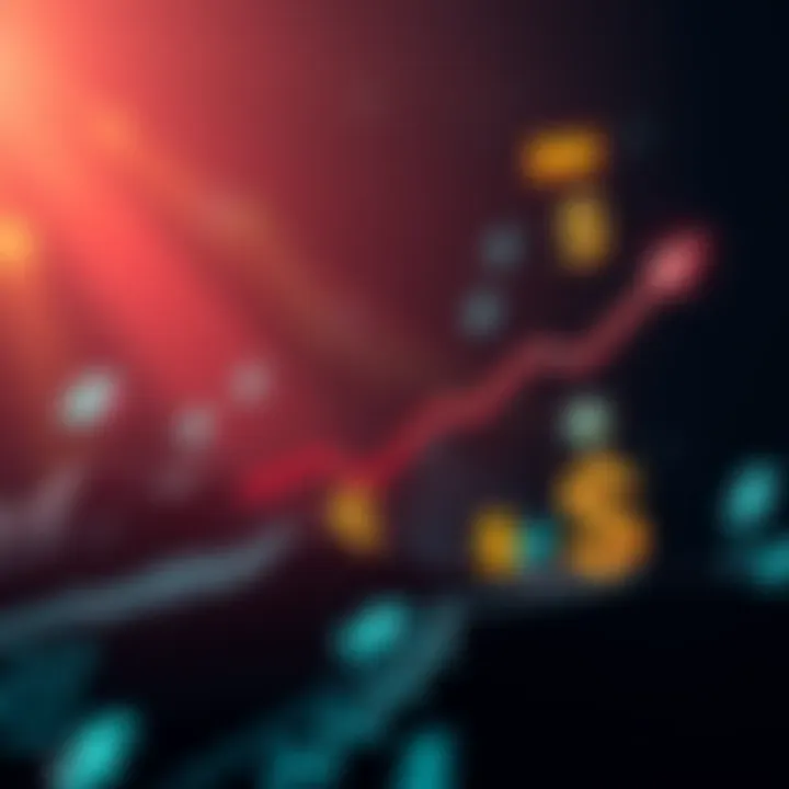 Graphic showing a graph trending upward with BMX token symbol and dollar signs, symbolizing potential growth in cryptocurrency value.