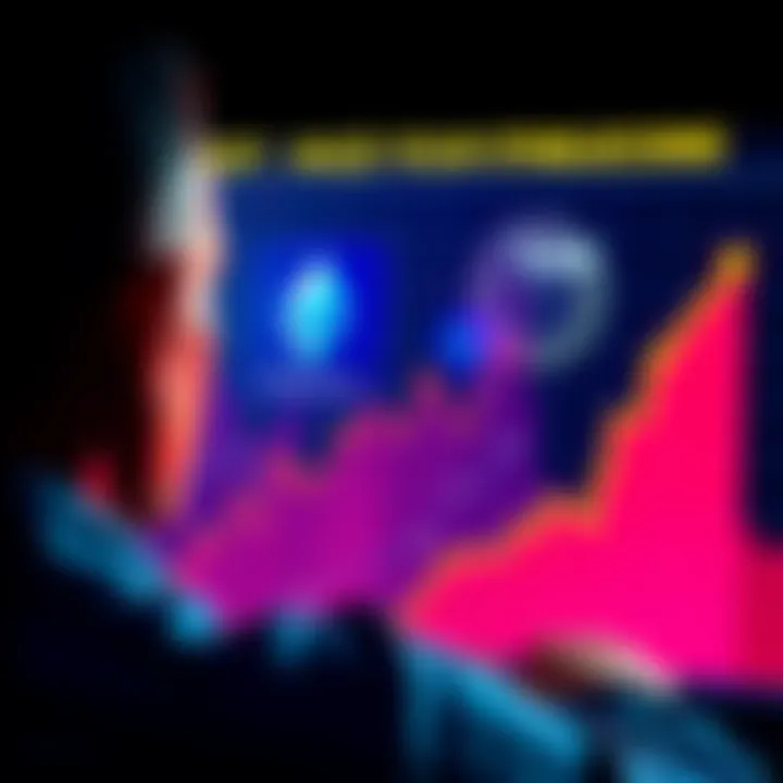 A person looking at a chart showing rising returns on stablecoins, with symbols of Ethereum and Base in the background.