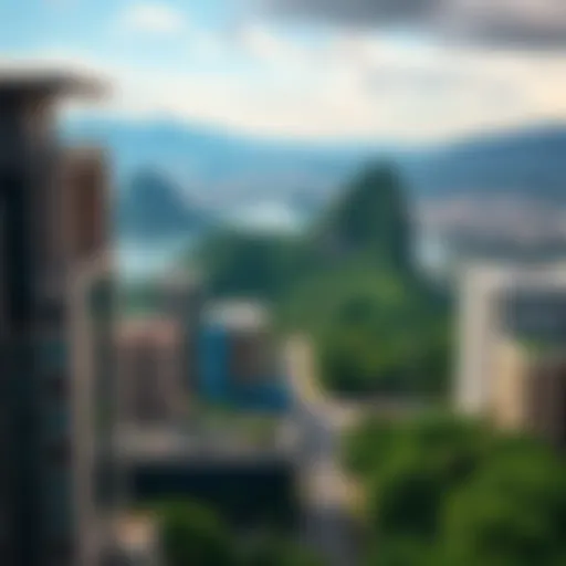A vibrant view of Brazil with modern buildings and green landscapes symbolizing change