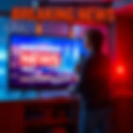 A news anchor reporting breaking events with urgency on a television screen