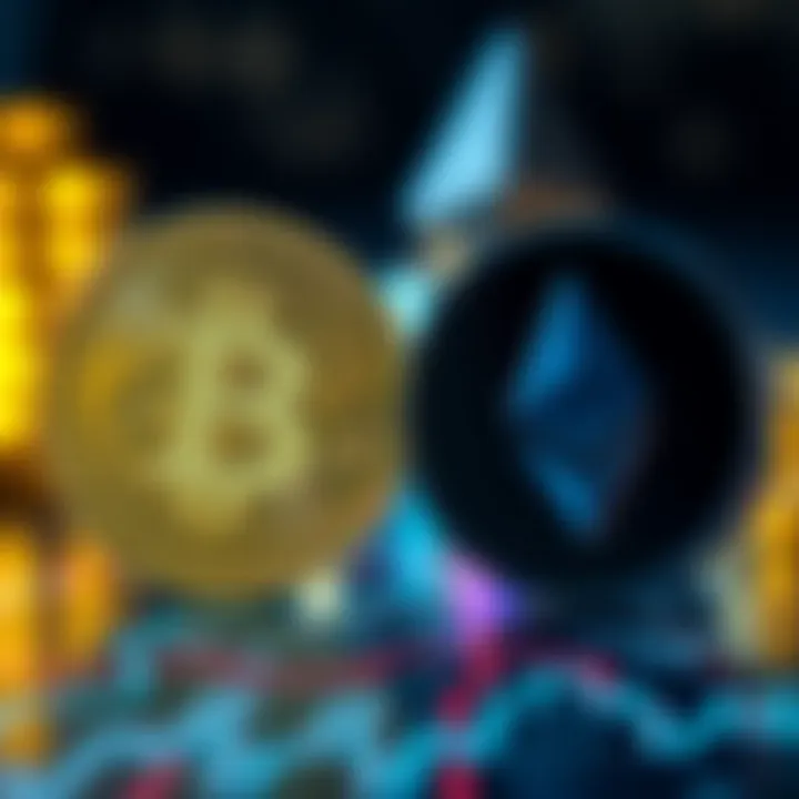 A digital representation of Bitcoin and Ethereum logos being exchanged, symbolizing a swap without KYC requirements.