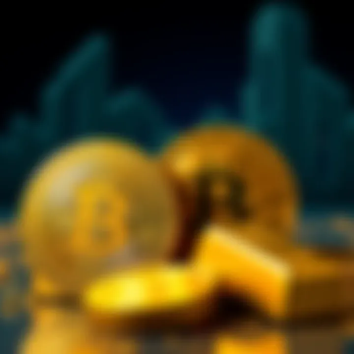 A visual showing Bitcoin and gold next to each other, representing investment options