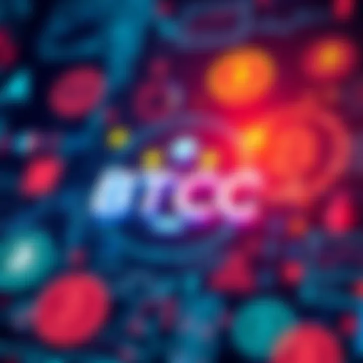 The BTCC logo displayed on a digital background with various cryptocurrency symbols surrounding it.