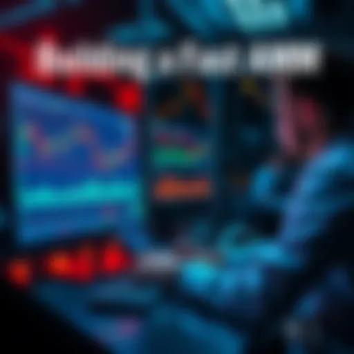 A person working on a computer with graphs and charts displaying market trends and data for an Automated Market Maker project.