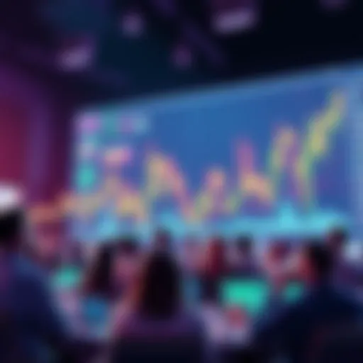 A vibrant crypto market graphic with charts showing upward movement and enthusiastic people discussing in forums