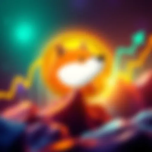 A digital illustration showing the Dogecoin logo with an upward trending graph in the background, symbolizing potential price surge.