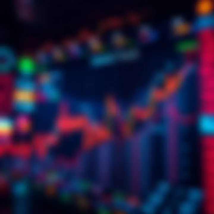 Graph showing upward trends in market performance with financial symbols