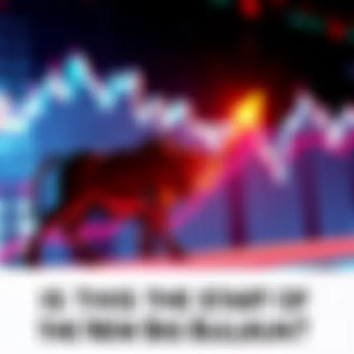 Graph showing upward market trends with arrows and a bull symbol to represent a bullrun