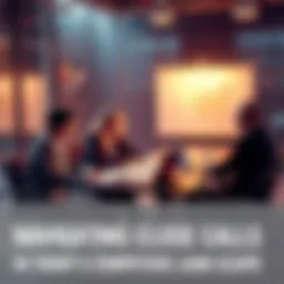 A group of business people discussing strategies around a table with charts and laptops.