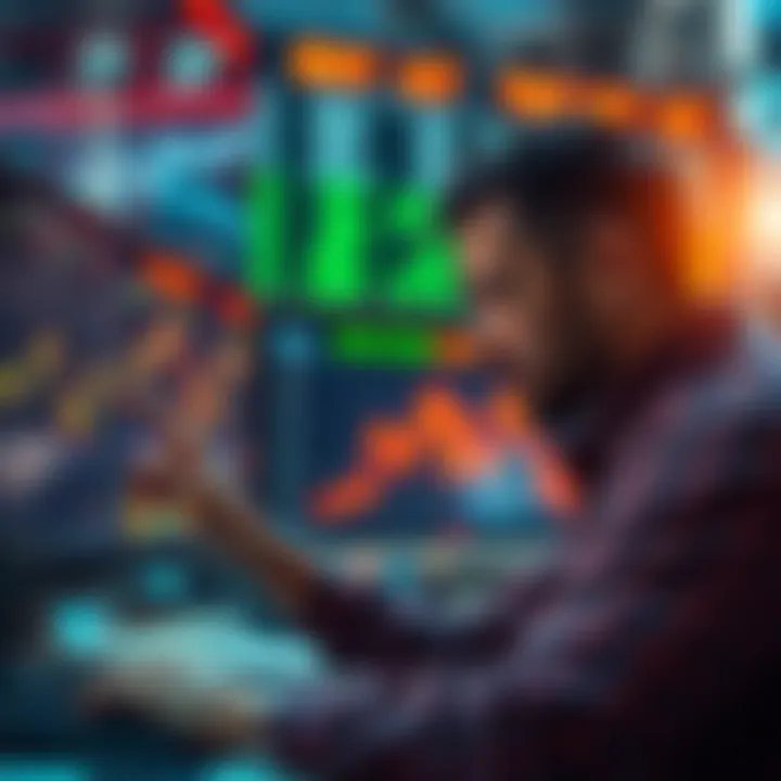 Buy and Hold Strategy A person analyzing financial charts and graphs, considering investment options in a market setting.