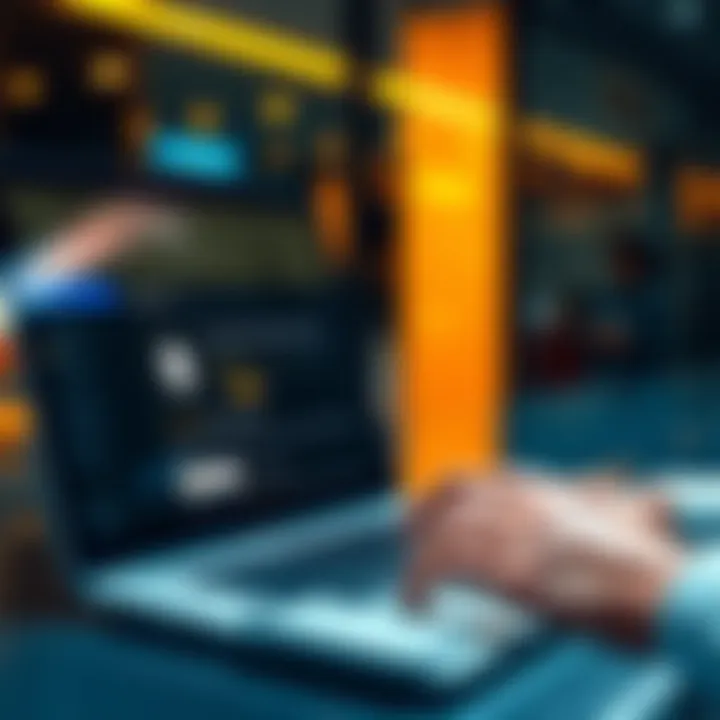 A person using a laptop to buy Monero without KYC requirements, showing a secure transaction interface