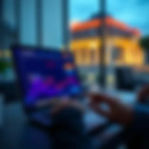A person using a laptop to purchase Bitcoin in Germany, with the Exodus wallet interface visible on the screen.