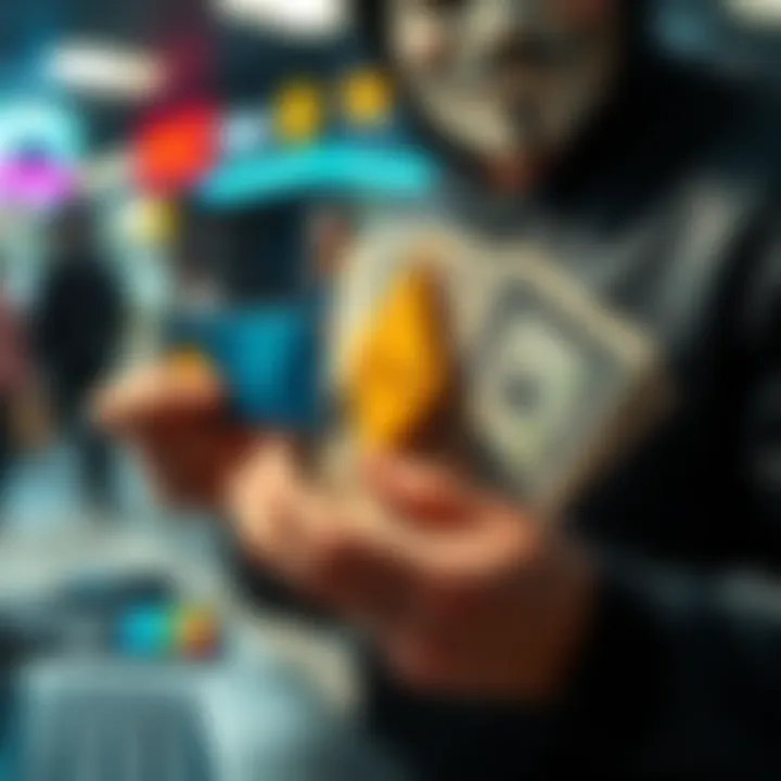 Person holding cash and a credit card while shopping online for Monero