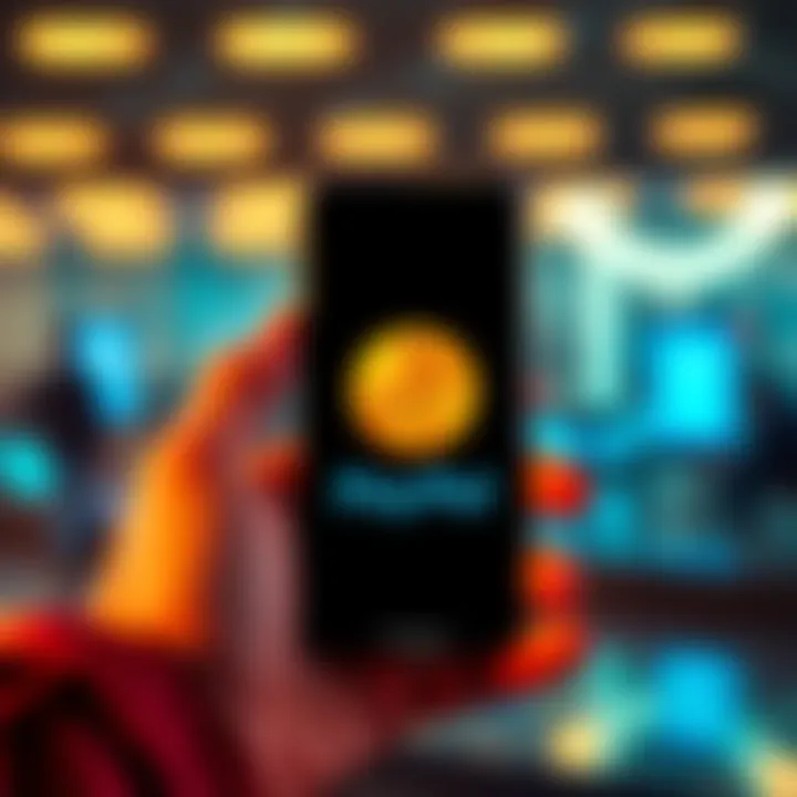 A person holding a smartphone with a PayPal logo, showing interest in purchasing Monero cryptocurrency for a small amount, symbolizing a quick transaction.