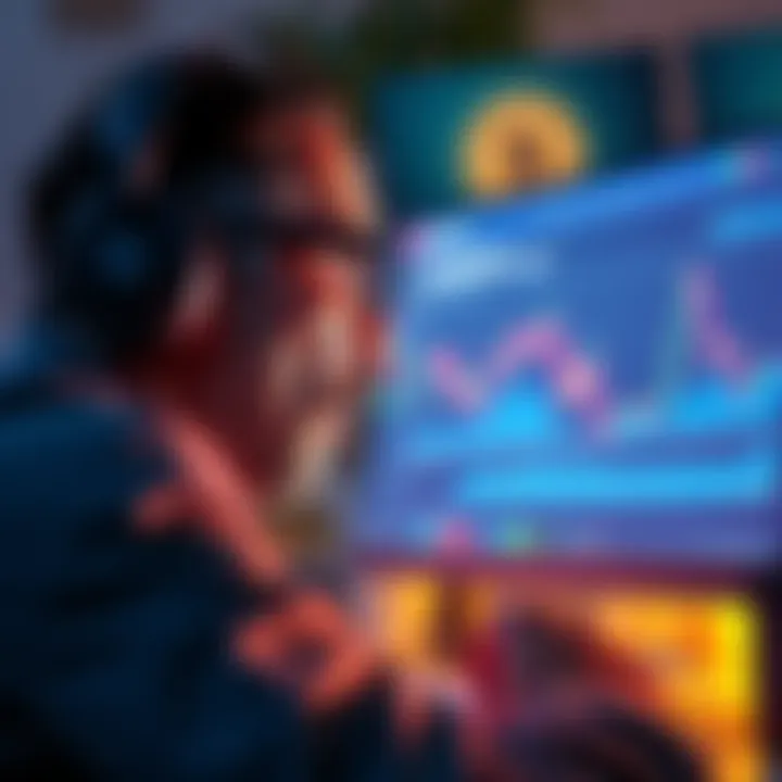 A shocked Cardano investor looking at a computer screen showing a large financial loss after a swap error