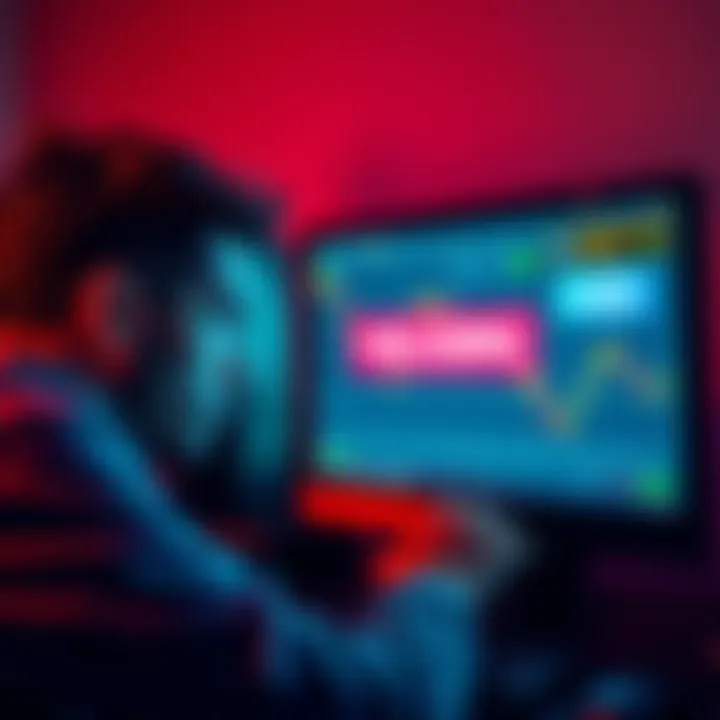 A worried person looks at a computer screen displaying a losing crypto transaction, symbolizing financial loss in trading.