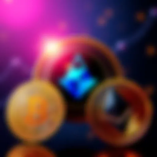 Cardano logo compared to Bitcoin and Ethereum logos, showcasing the competition in cryptocurrency