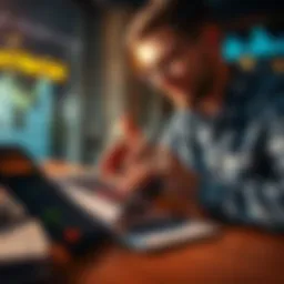A person analyzing investment options with a calculator and notepad, focusing on financial goals like education and homeownership.