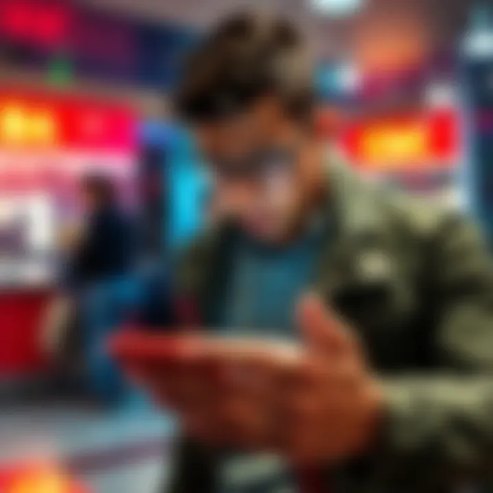 A person frustrated while checking their bank app, showing a 24-hour delay on a deposit