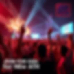 A crowd of people cheering and celebrating together at night, showing excitement for achieving a new all-time high.