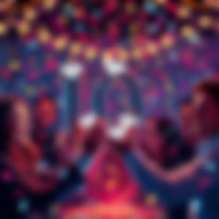 People celebrating the achievement of earning 10 diamonds with confetti and smiles