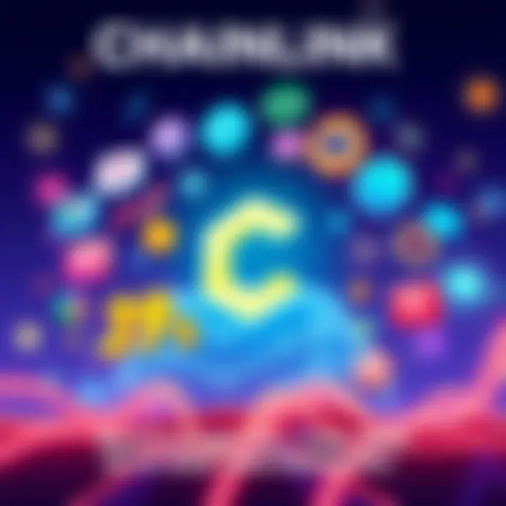 Illustration showing the Chainlink logo surrounded by icons representing various partnerships and blockchain technology