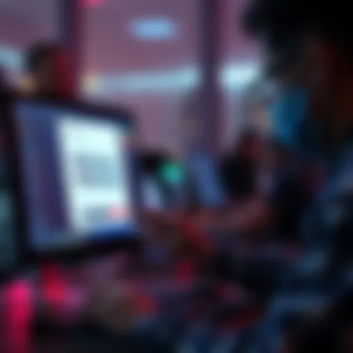 Individual looking at a computer screen while analyzing an email for signs of phishing