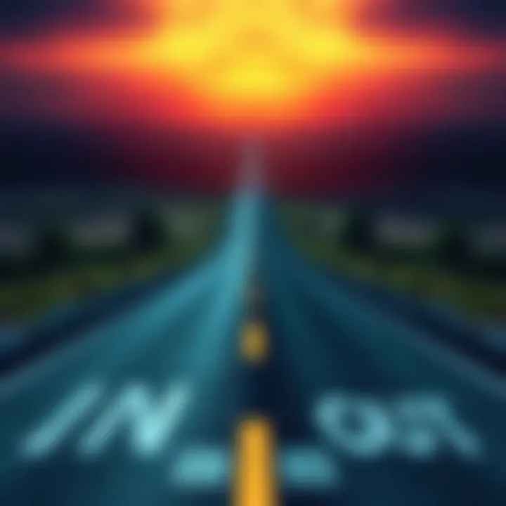 A split road with one path labeled 'In' and the other 'Out', symbolizing important decisions for the future in 2025.