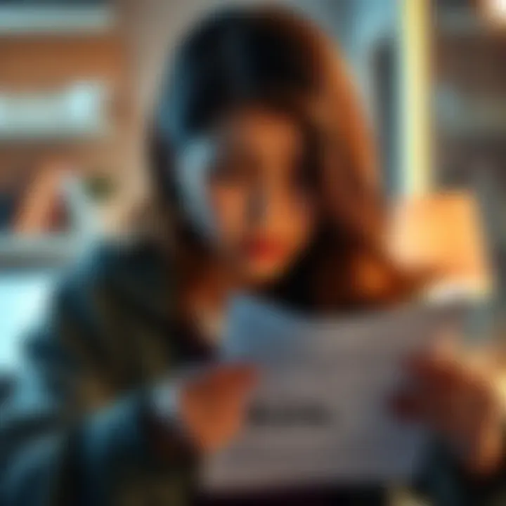 A worried person looking at a financial document indicating a smaller refund amount than expected from FTX