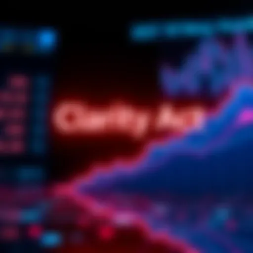 A graphic showing the Clarity Act symbolizing legal clarity for digital assets with upward trend graphs in the background