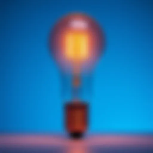 A glowing light bulb symbolizing clarity and insight on a solid color backdrop.