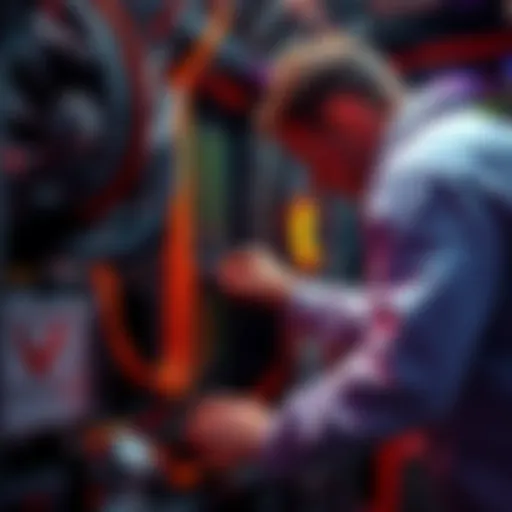 A person cleaning dust from a mining rig to prevent overheating and extend its lifespan