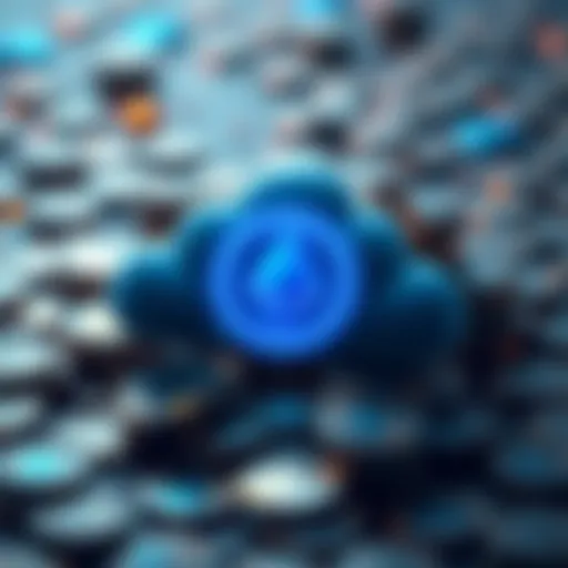A digital cloud icon surrounded by Monero coins, representing no-KYC cloud storage service