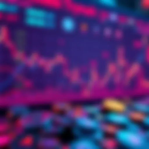 Graph showing a sudden spike in Coinbase trading activity with crypto icons around it