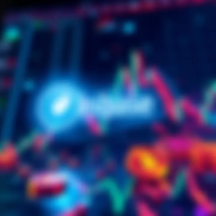 A representation of Coinbase's push for blockchain-based stocks, featuring stock market graphics and blockchain symbols, showcasing innovation in investment.