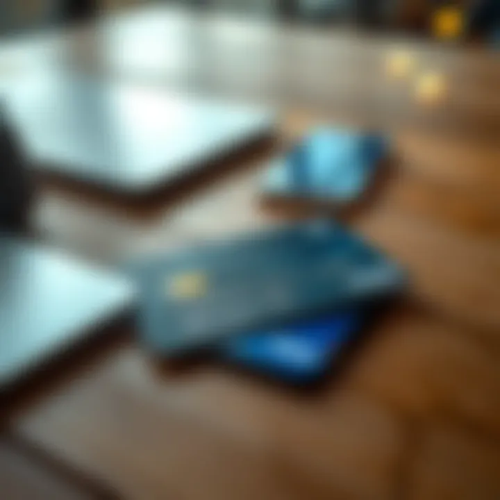 Coinbase Credit Card on table A Coinbase Credit Card lying on a wooden table with a laptop and smartphone nearby, illustrating the concept of rewards and customer support issues.