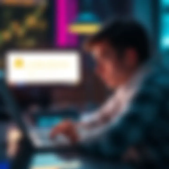 A concerned person looking at a laptop displaying a security warning related to Coinbase's data leak