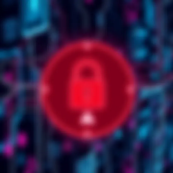 A warning sign indicating a security breach at Coinmarketcap, with graphics of a lock and caution symbols