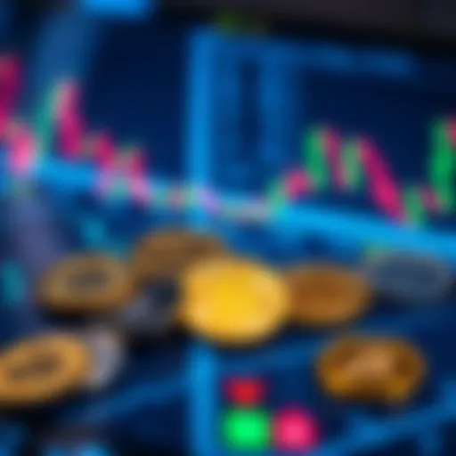 A close-up of various cryptocurrencies displayed on a digital trading platform, representing investment options for beginners.